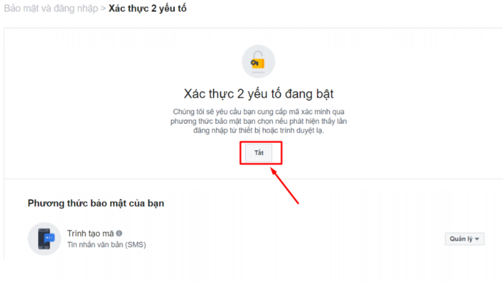 Thao tác tắt 2FA Auth trên máy tính