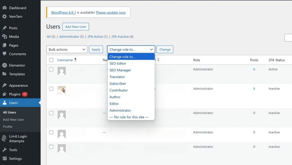 Quản lý quyền truy cập WordPress