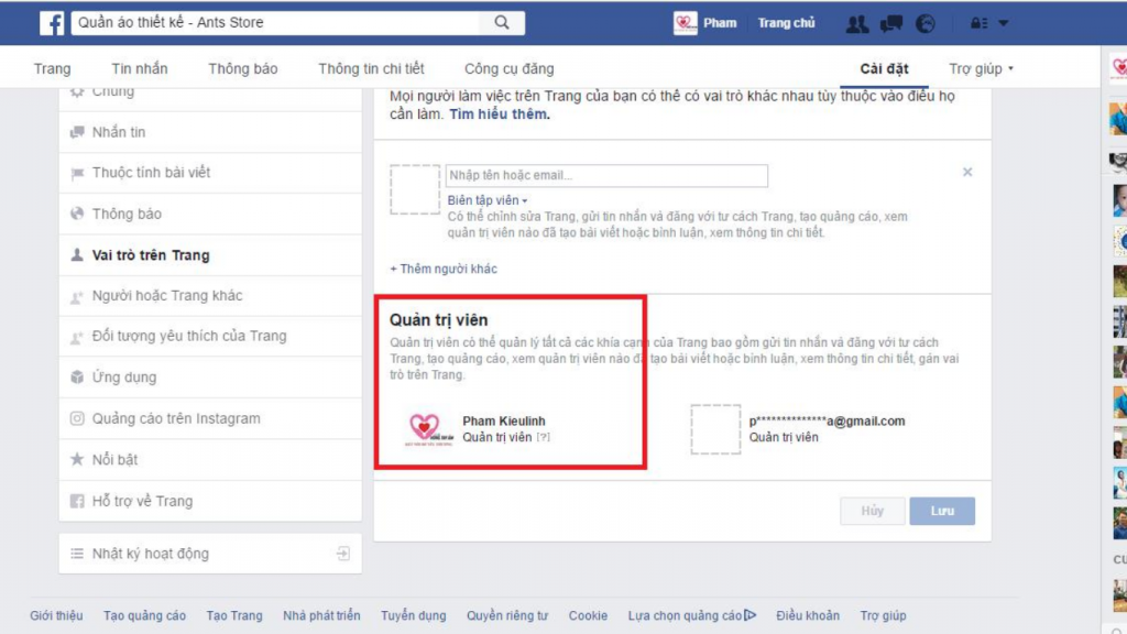Phân quyền vai trò quản trị viên 