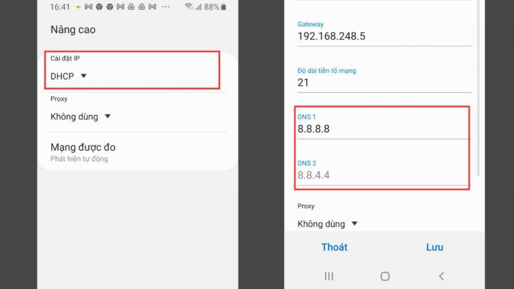 Đối DNS 8.8.8.8 trên hệ điều hành Android
