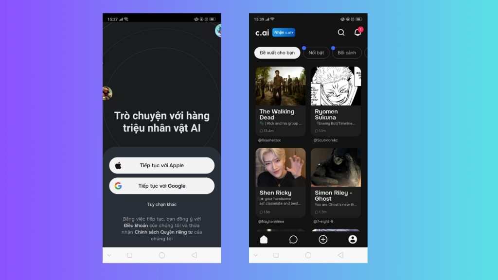 Đăng nhập bằng Google để truy cập Character dễ dàng