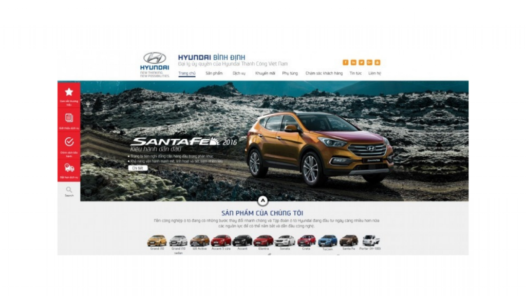 Mẫu thiết kế website ô tô HYUNDAI Bình Định 