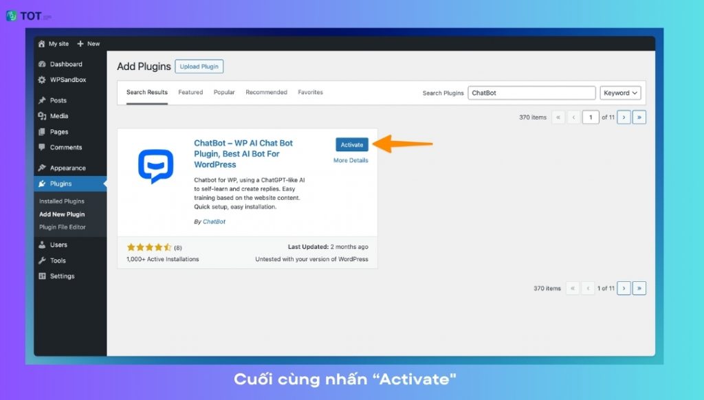 Cuối cùng nhấn “Activate” để plugins hoạt động