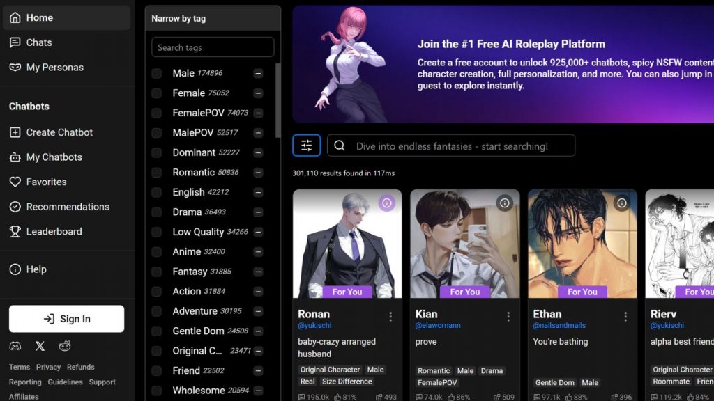 phần mềm chatbot Spicy AI