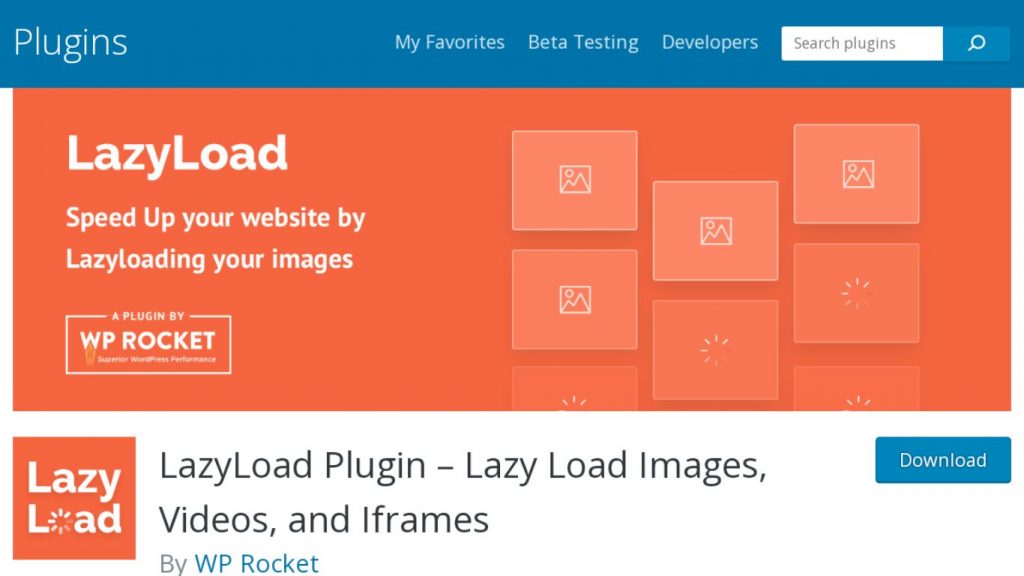 plugin LazyLoad by WP Rocket