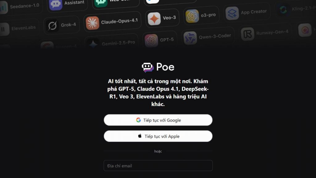 Poe AI Chat là nền tảng trò chuyện AI miễn phí, hỗ trợ tiếng Việt